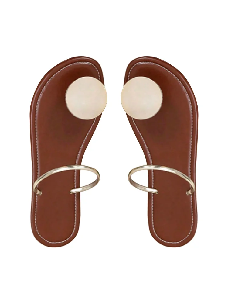 MAKEMECHIC Leather Metal Thong Sandals