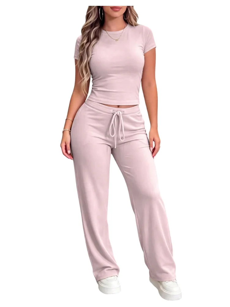 MAKEMECHIC Workout Short Sleeve Crop Pants Set