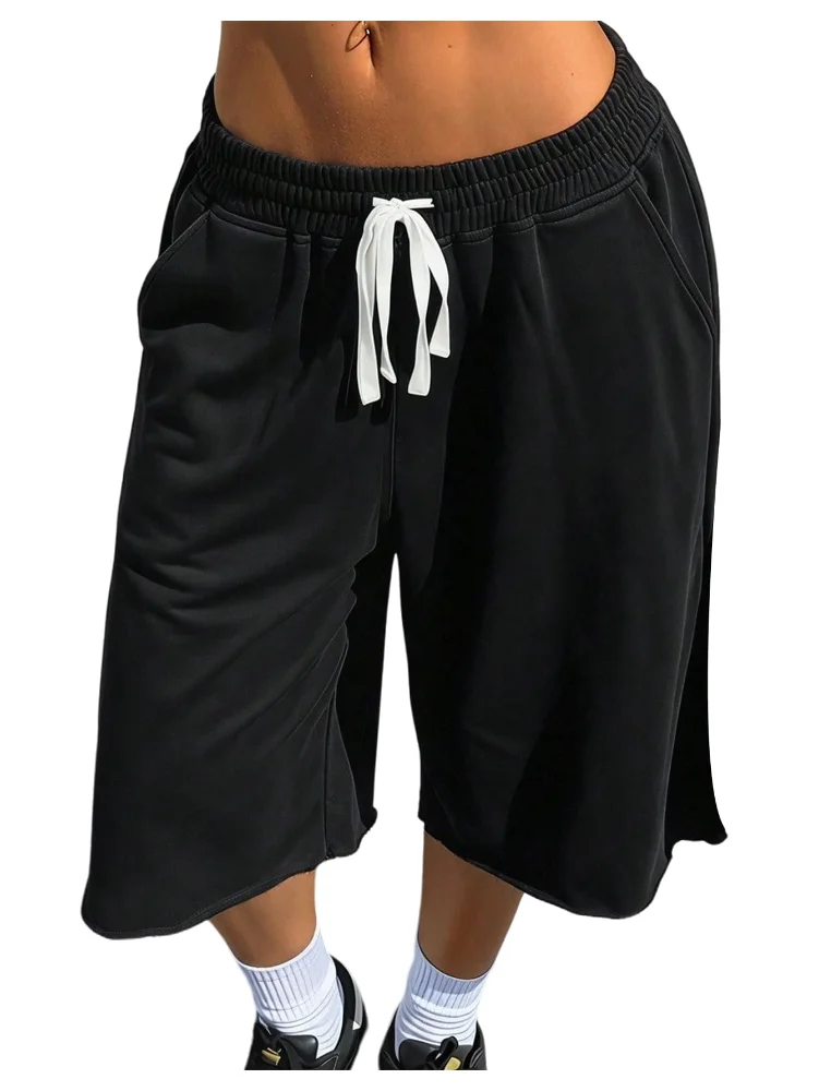 MAKEMECHIC Wide Leg Bermuda Athletic Shorts