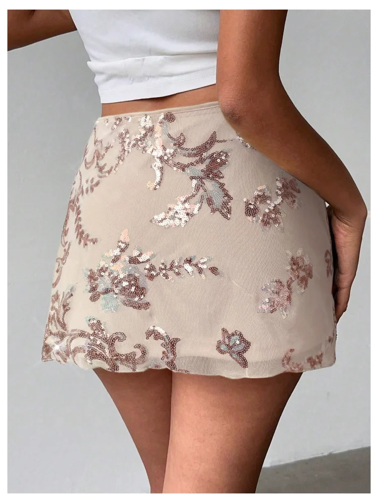 MAKEMECHIC Sequin Mesh Glitter Mini Skirt, view 2