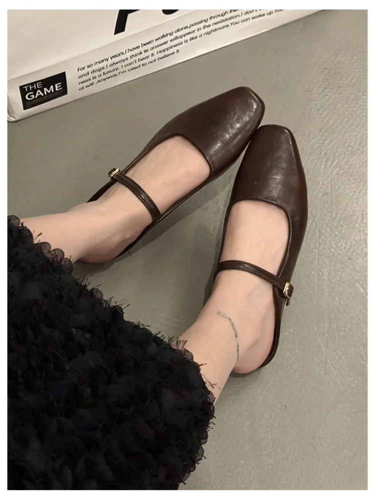 MAKEMECHIC Ballet Leather Square Flats, view 2