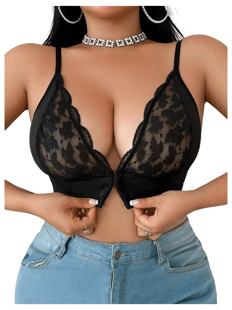 MAKEMECHIC Floral Mesh Lace Bra
