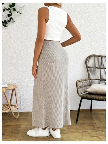 MAKEMECHIC 2-Piece Crew Neck Crop Maternity Skirt Set, view 2