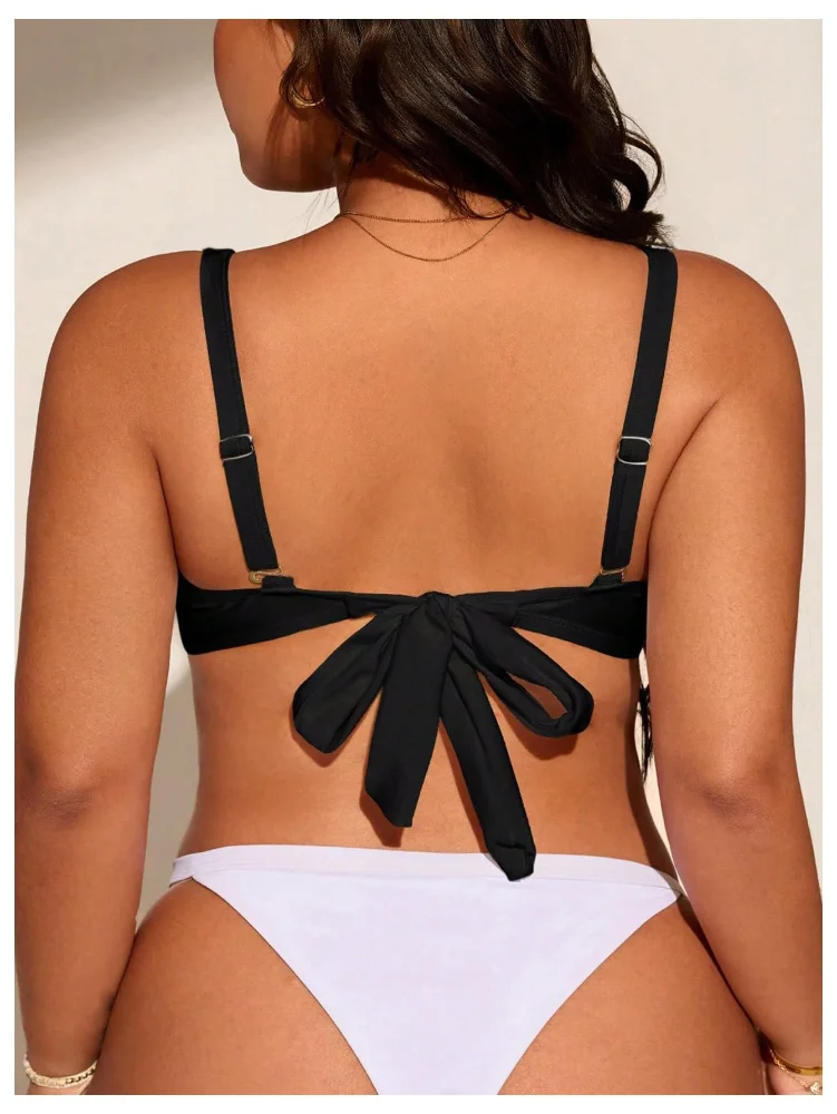 MAKEMECHIC Metal Decor Ruched Bikini Set, view 3