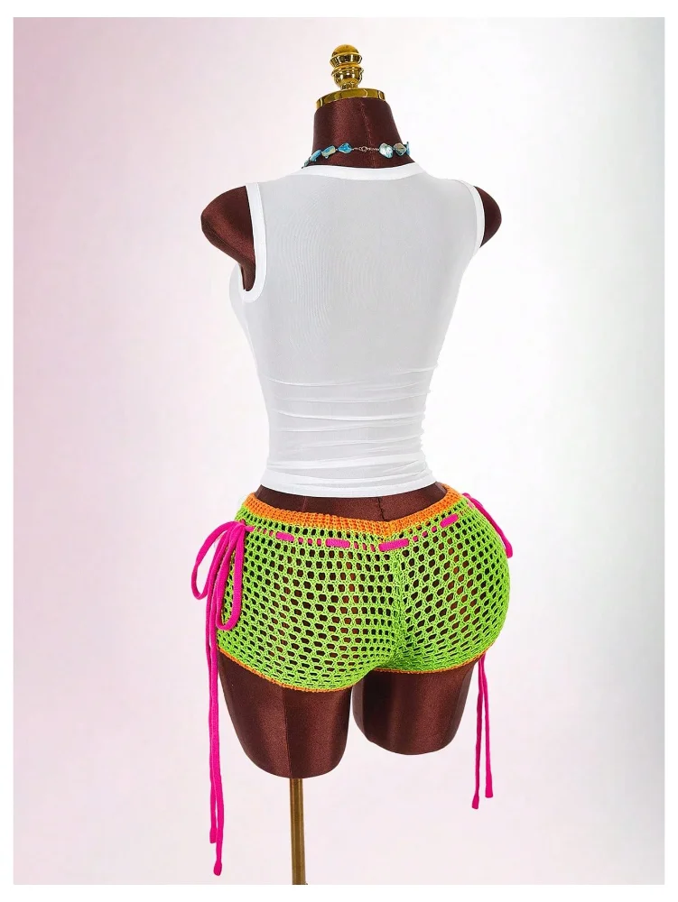 MAKEMECHIC Crochet Swim Mini Beach Cover-Up, view 3