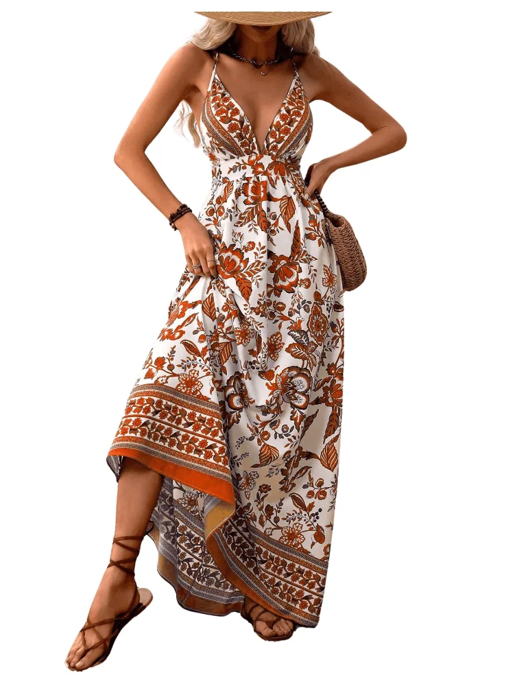 MAKEMECHIC Backless Flowy Maxi Dress