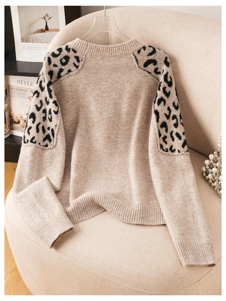MAKEMECHIC Cheetah Print Knit Leopard Sweater, view 3