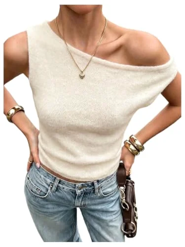 MAKEMECHIC Off The Shoulder Sleeveless Knit Sweater