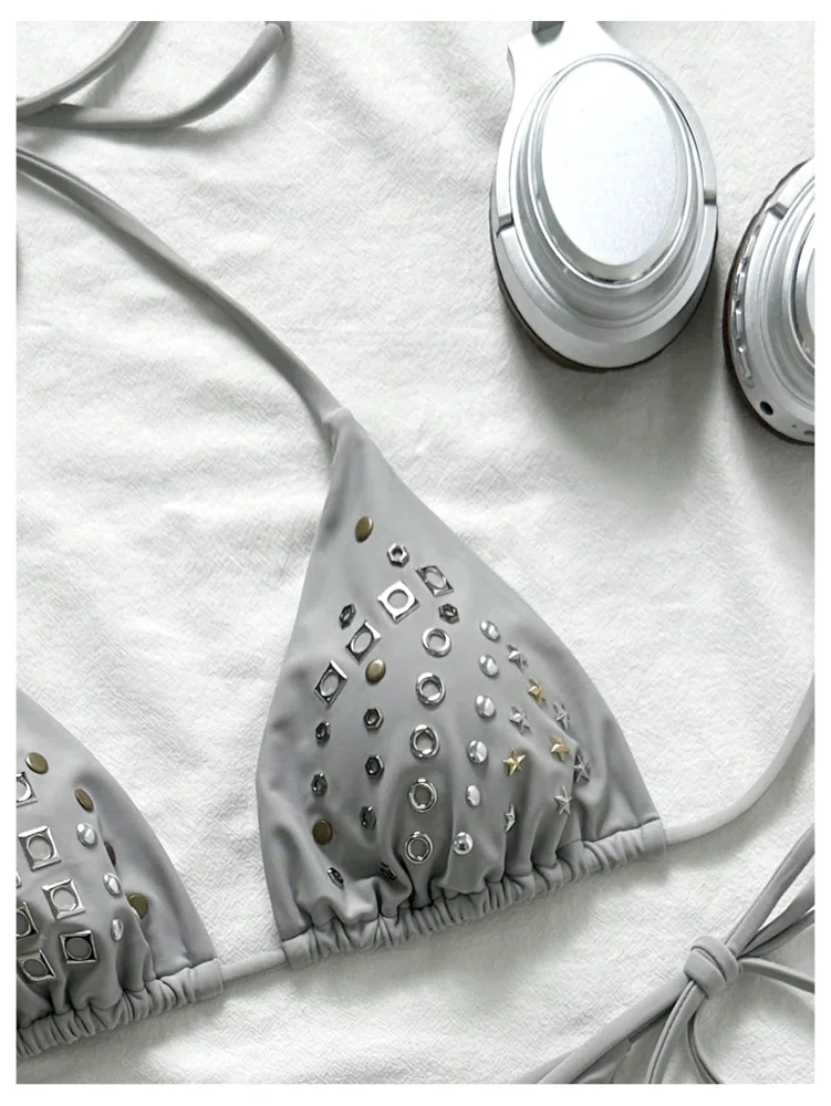MAKEMECHIC String Studded Bikini Set, view 3