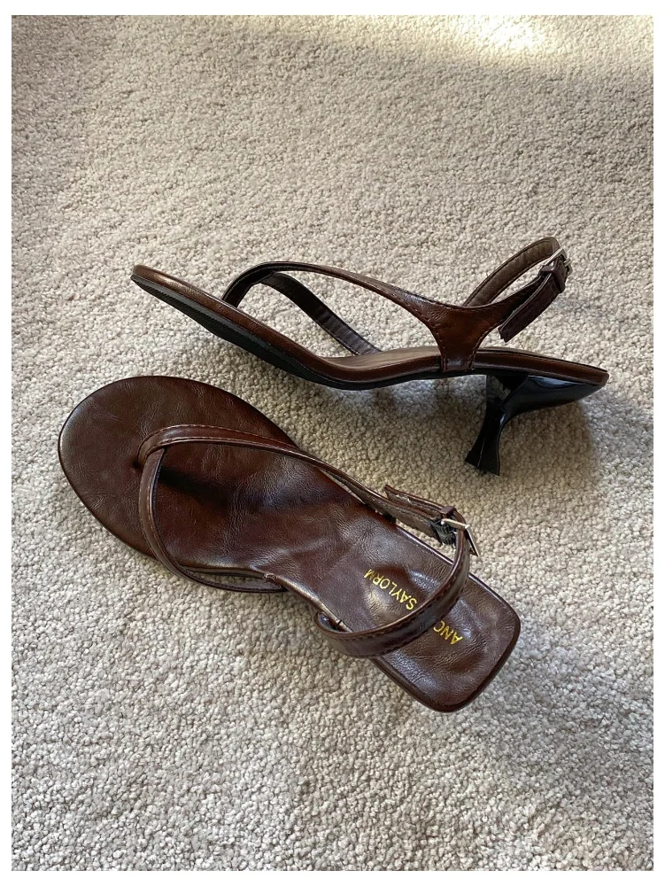 MAKEMECHIC PU Leather Low Kitten Sandals, view 3