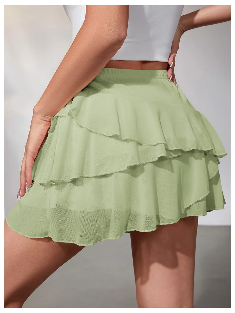 MAKEMECHIC Mesh Ruffle Layered Mini Skirt, view 2