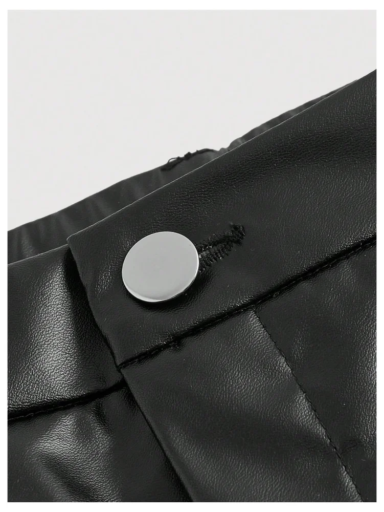 MAKEMECHIC Faux Leather High Waisted Wide Leg Pants, view 2