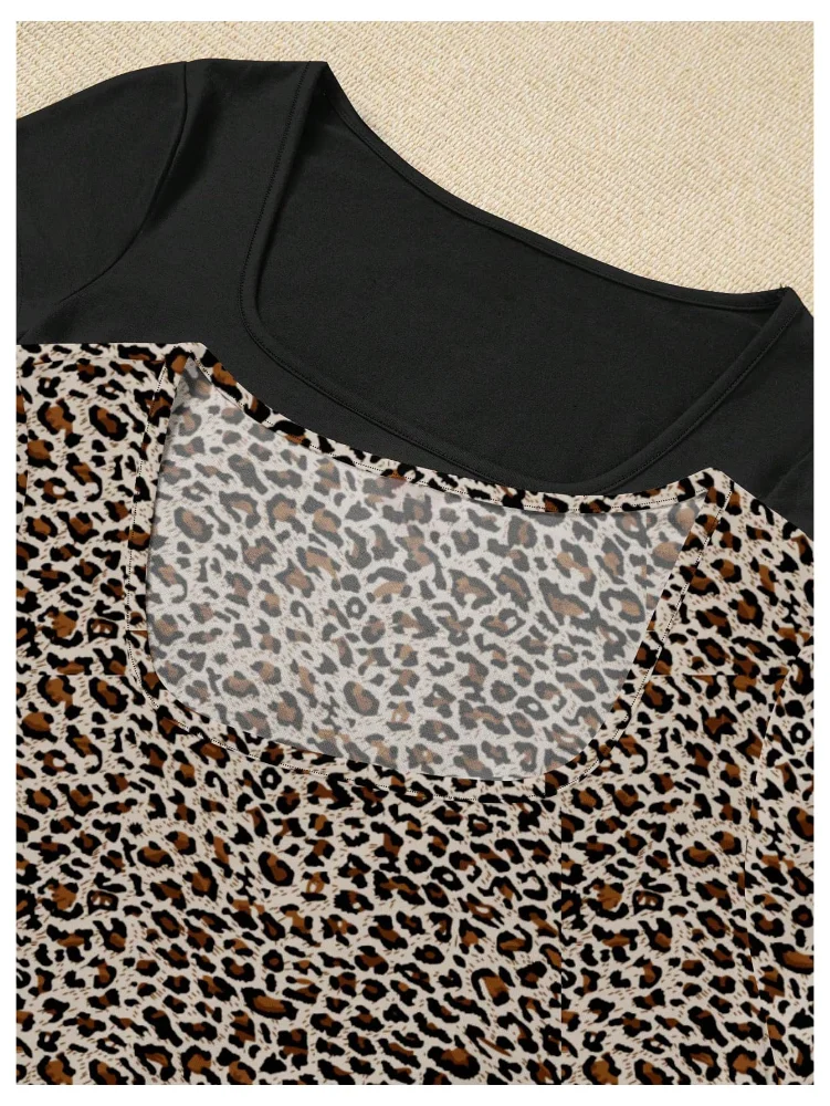 MAKEMECHIC 2 Pack Cheetah Print Square Neck Shorts, view 3