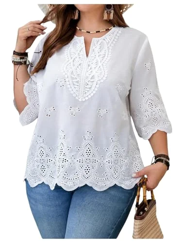 MAKEMECHIC Eyelet Embroidery Short Sleeve Shorts