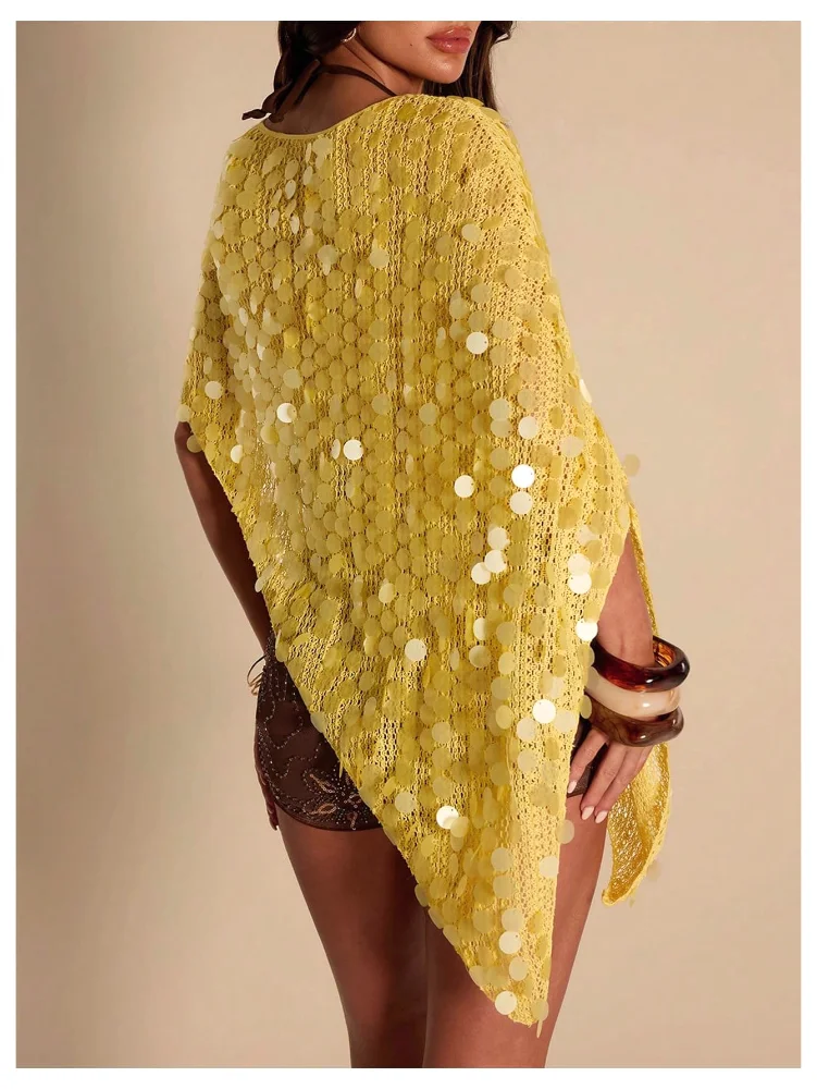 MAKEMECHIC Sequin Asymmetrical Sparkly Wrap, view 2