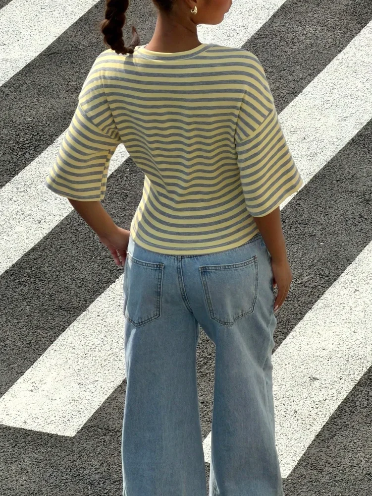 MAKEMECHIC Striped Cinched Waist Shirt, view 2