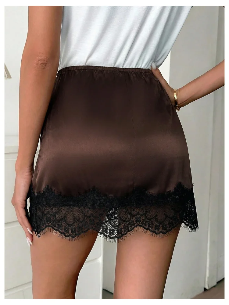 MAKEMECHIC Satin Silk Lace Shorts, view 2