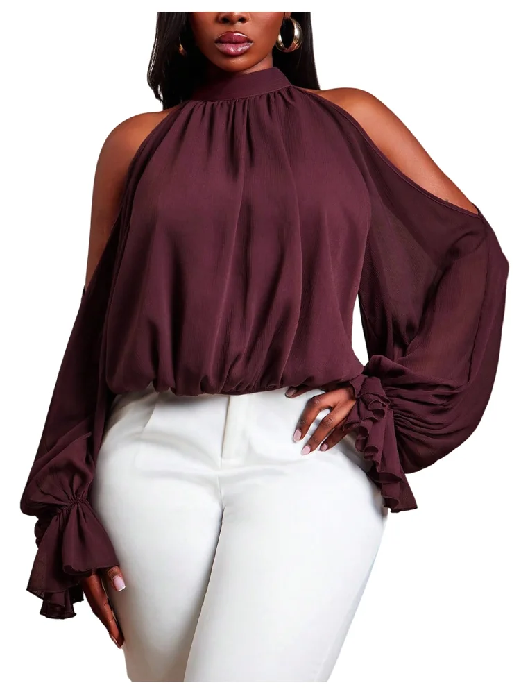 MAKEMECHIC Cold Shoulder Halter Top