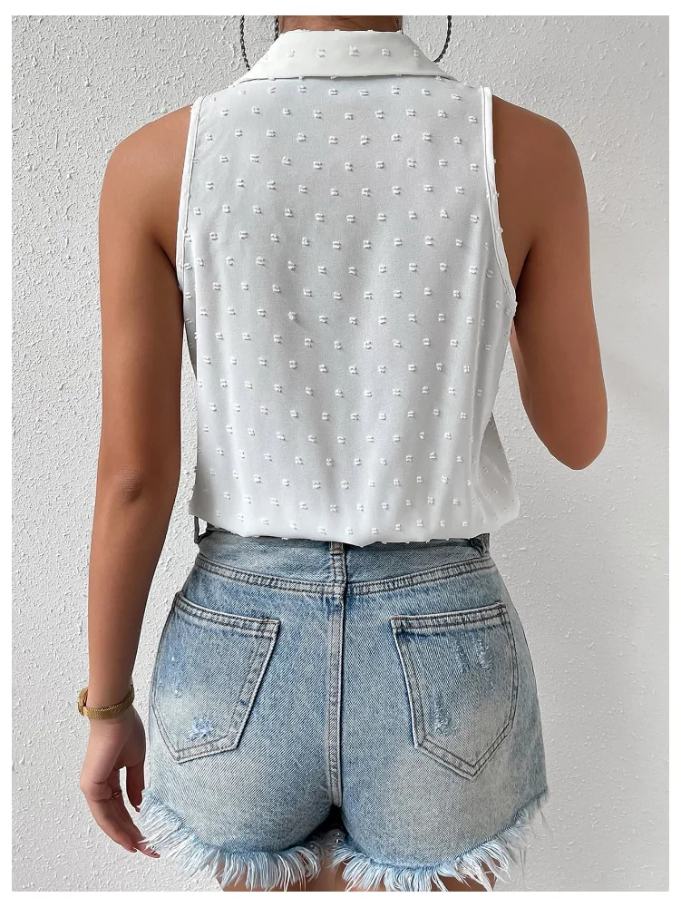 MAKEMECHIC Collared Bodysuit in White, view 2