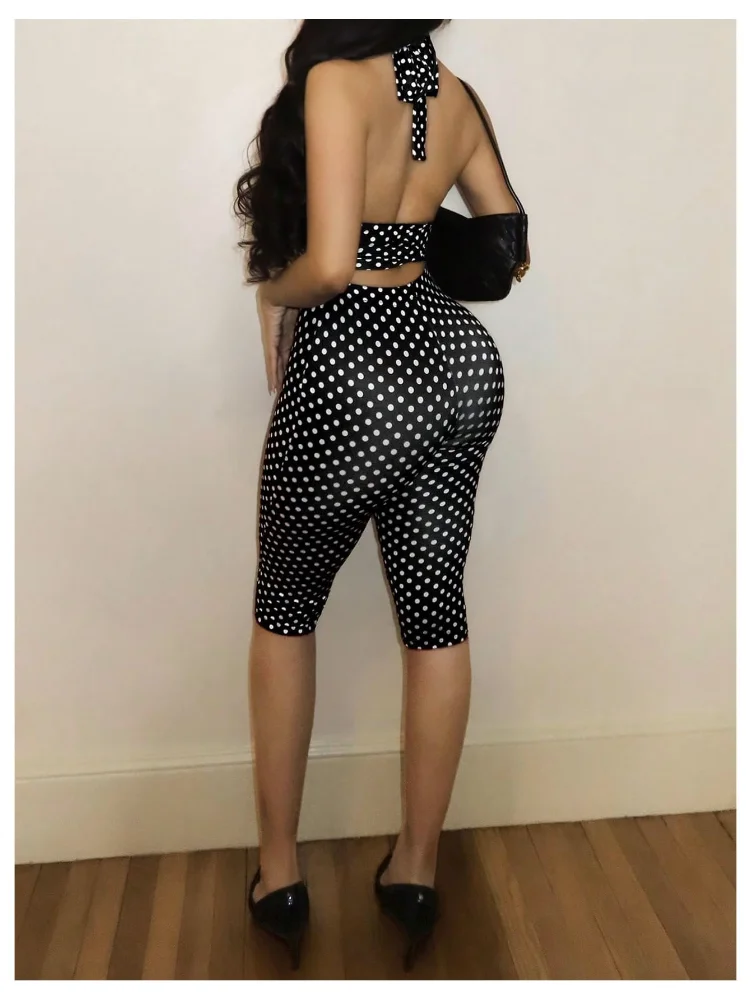 MAKEMECHIC Polka Dot Capri Pants Set, view 2