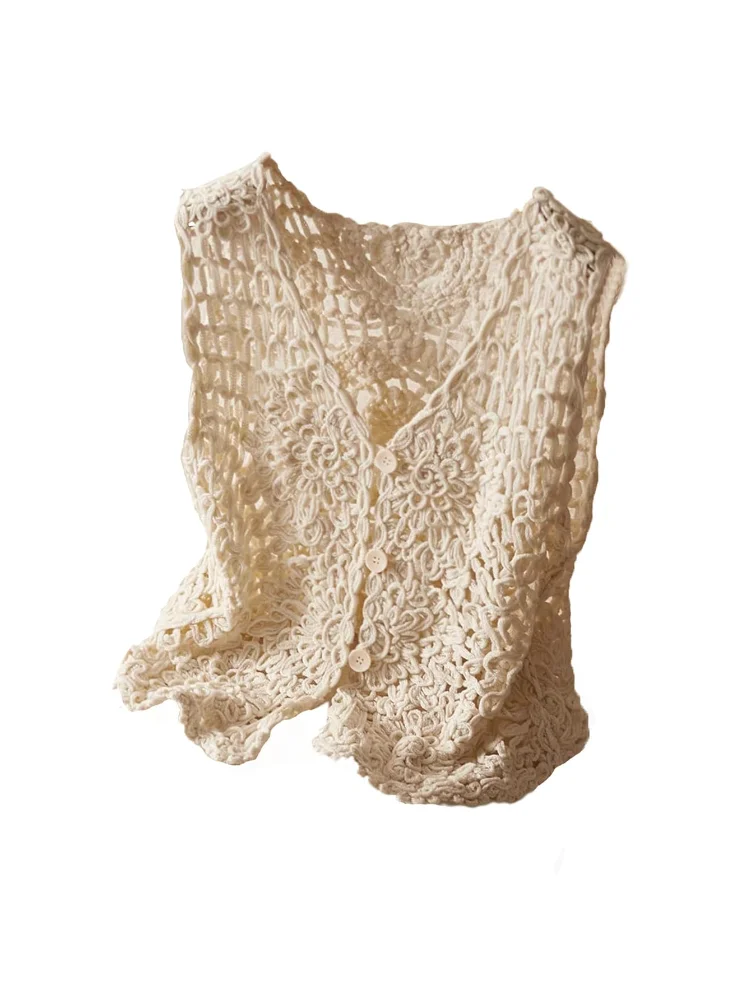 MAKEMECHIC Crochet Sweater Vest, solid