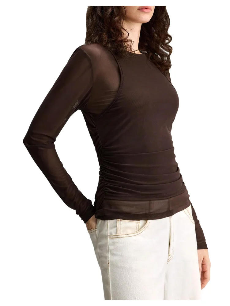 MAKEMECHIC Sheer Mesh Long Sleeve Top