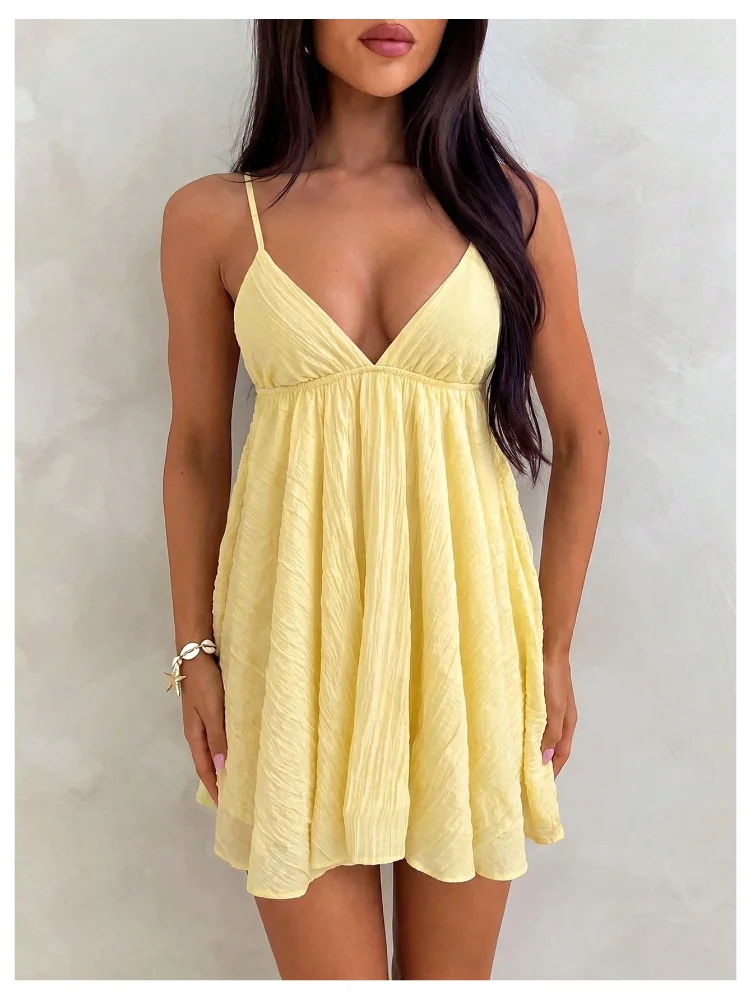 MAKEMECHIC A Line Backless Ruffle Dress, view 3