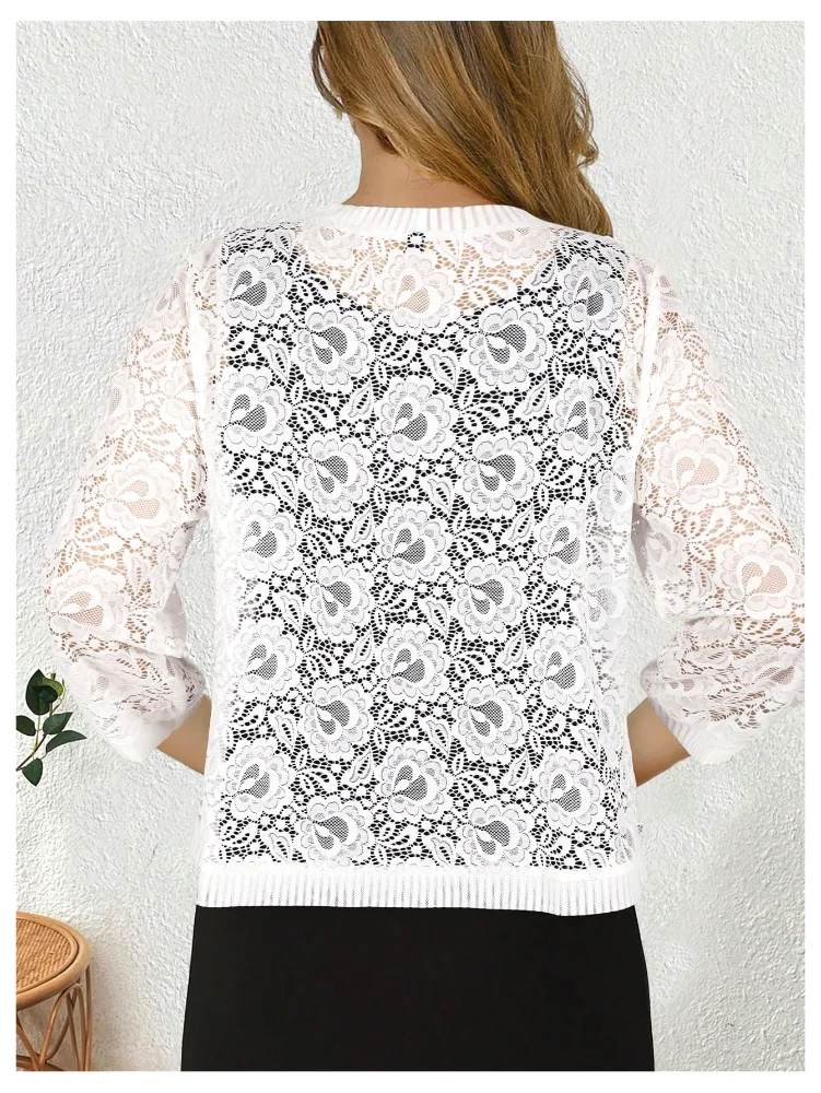 MAKEMECHIC Lace Sheer Lightweight Cardigan, view 2