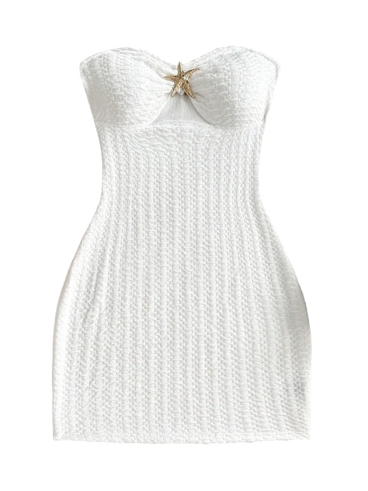 MAKEMECHIC Strapless Starfish Metal Mini Dress