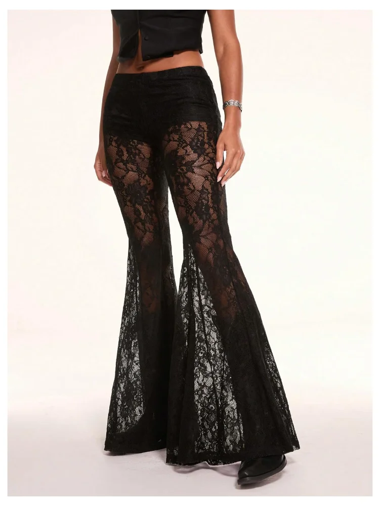 MAKEMECHIC Floral Lace Sheer Pants, view 2