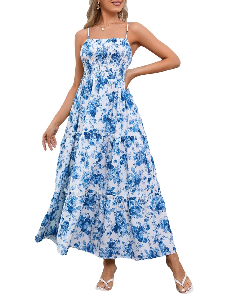 MAKEMECHIC Floral Ruffle Maxi Dress