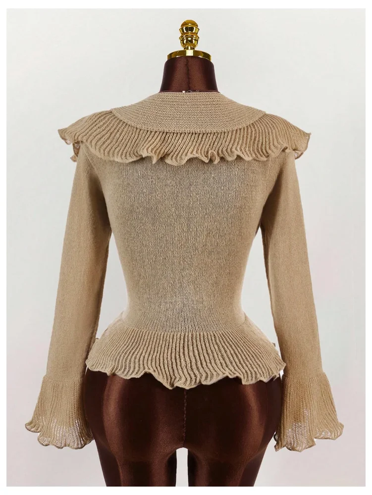 MAKEMECHIC Ruffle Bell Sleeve Asymmetrical Cardigan, view 2