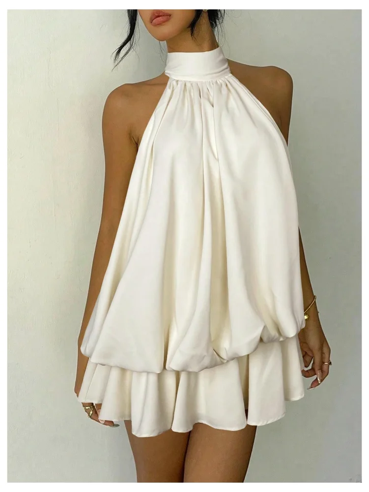 MAKEMECHIC Ruffle Backless Bubble Mini Dress, view 3