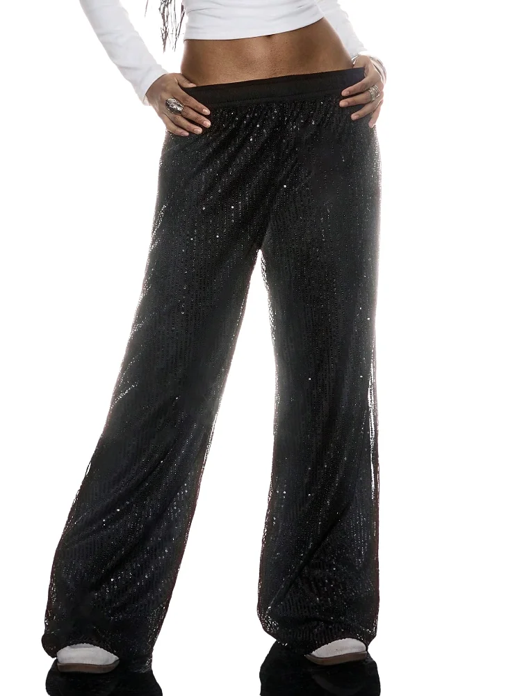 MAKEMECHIC Sequin Wide Leg Pants