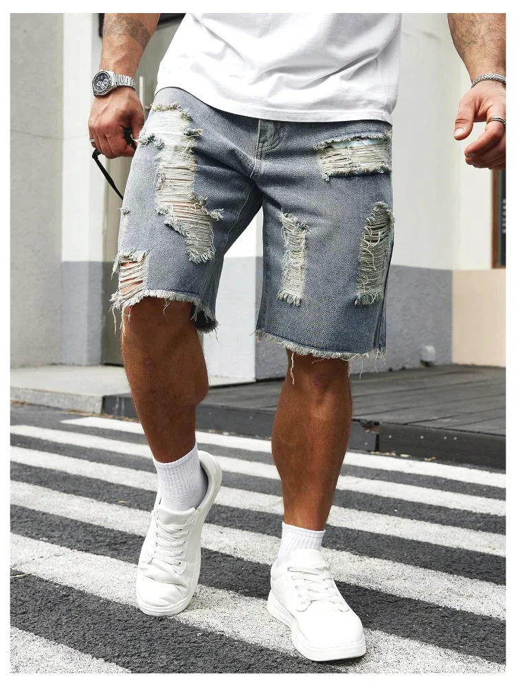 MAKEMECHIC Men's Ripped Baggy Shorts, view 2
