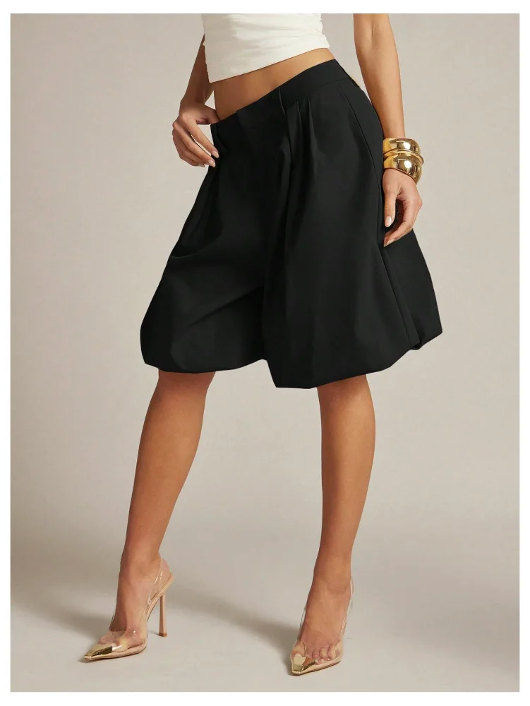 MAKEMECHIC Wide Leg Bermuda Low Rise Shorts, view 2