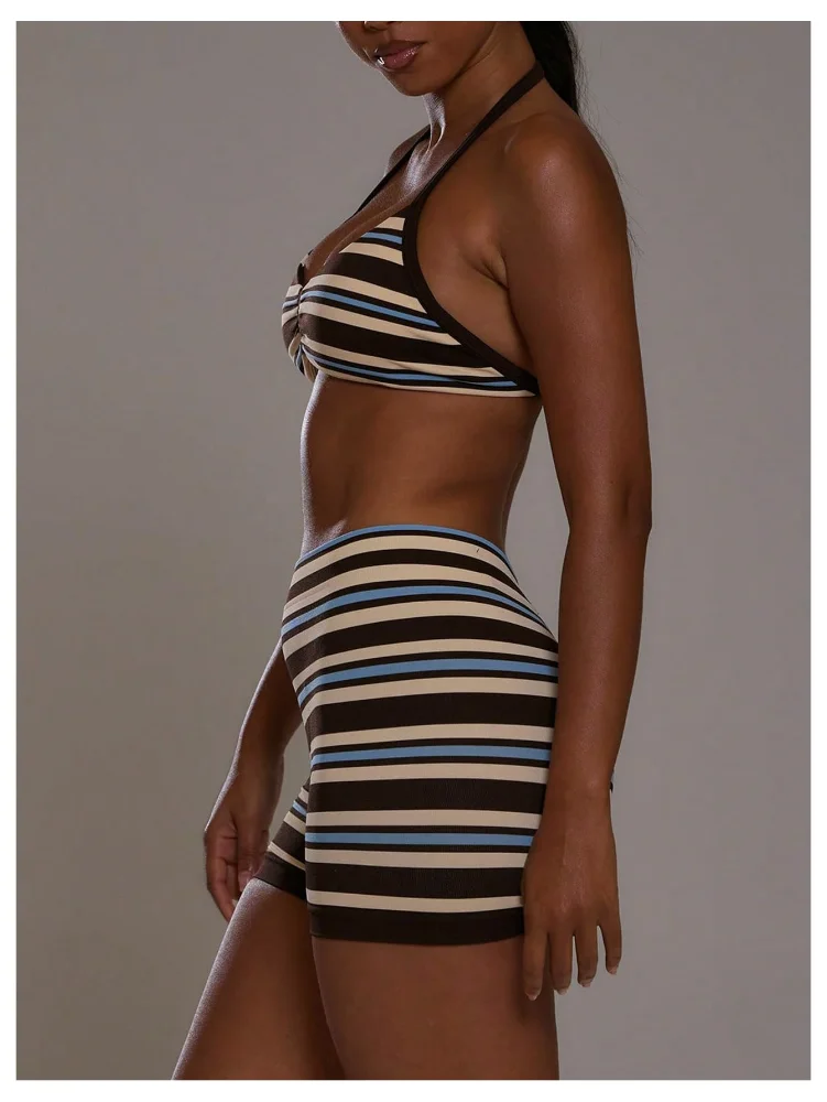 MAKEMECHIC Striped Sports Wireless Bra, view 2
