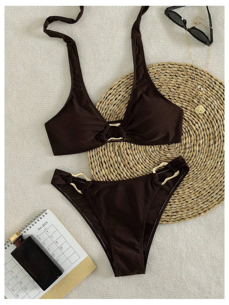 MAKEMECHIC Triangle Backless Ring Bikini Set, view 2