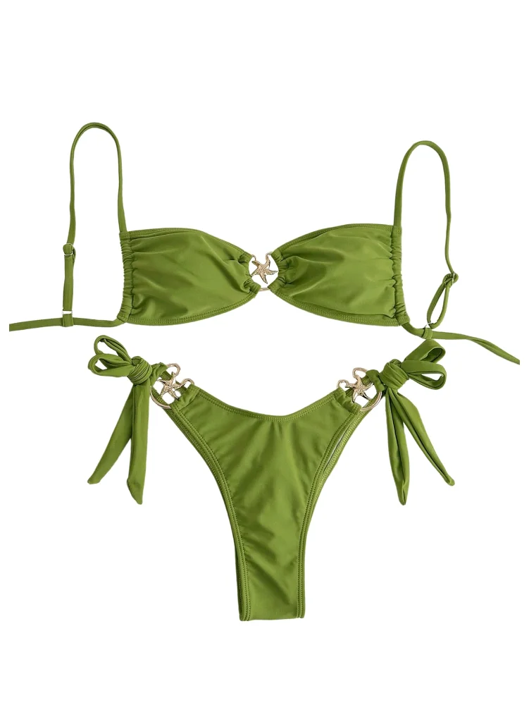 MAKEMECHIC Tie Side Ring Bikini Set