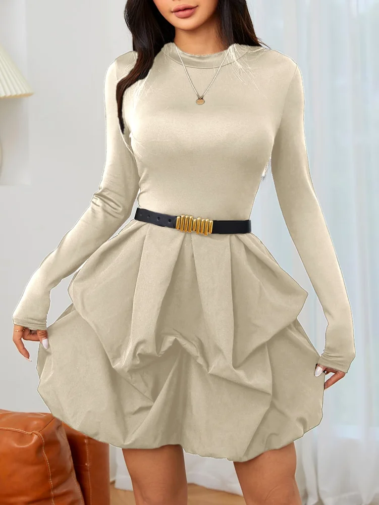 MAKEMECHIC Long Sleeve Ruffle Mock Mini Dress, view 3