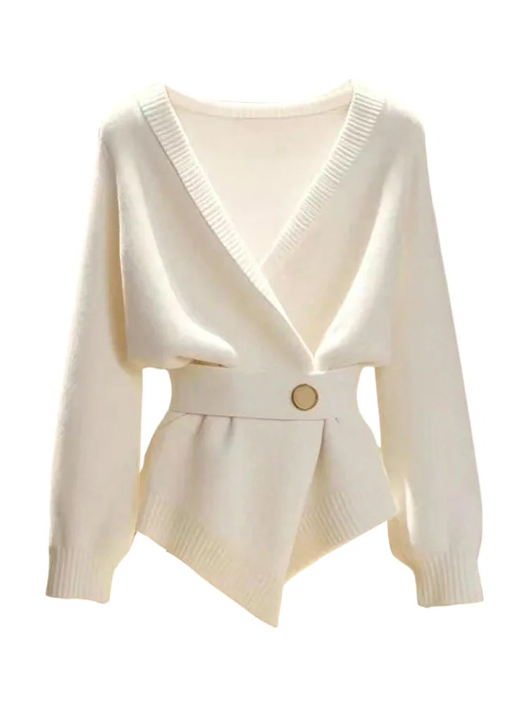 MAKEMECHIC Long Sleeve Wrap V-Neck Matching Set