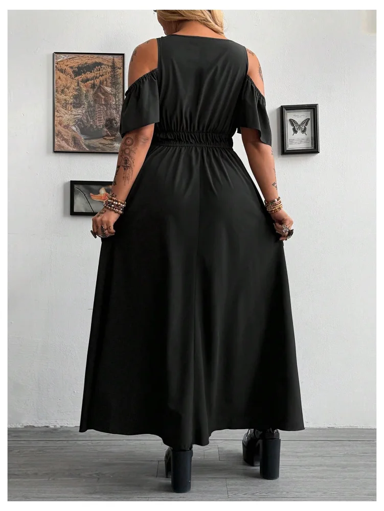 MAKEMECHIC Lace Deep V-Neck Maxi Dress, view 2