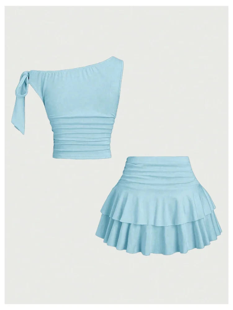 MAKEMECHIC Dinner Skirt Set in Blue, view 2