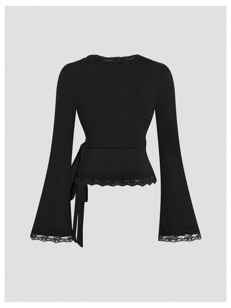 MAKEMECHIC Lace Wrap Deep Top, view 2