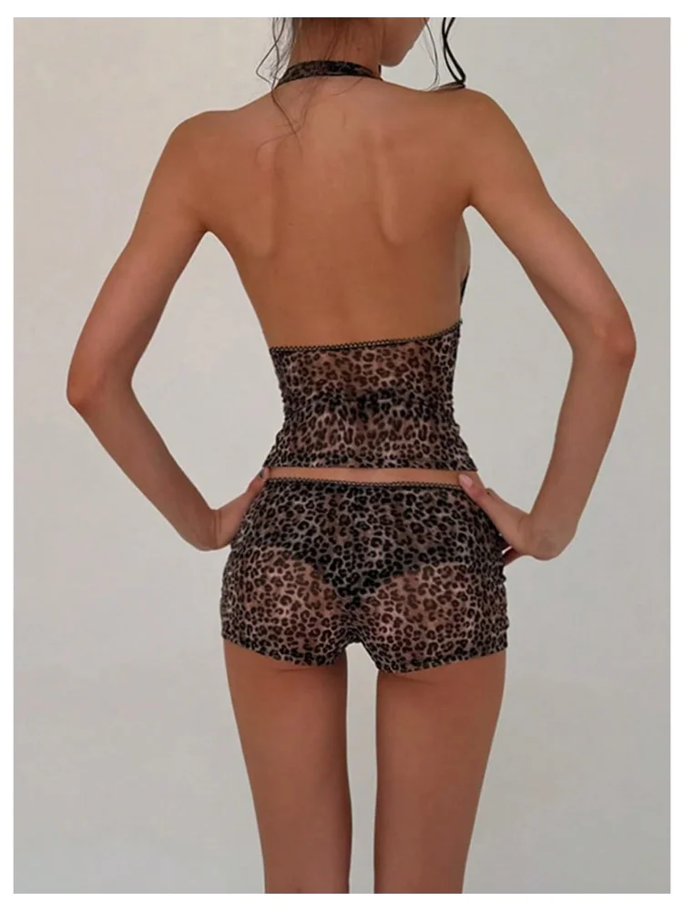 MAKEMECHIC Leopard Backless Micro Shorts Set, view 2