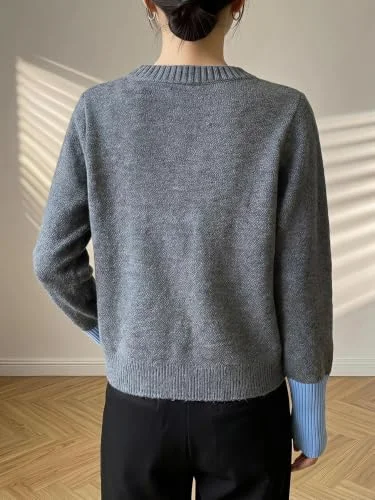 MAKEMECHIC Color Block Cable Knit Cozy Cardigan, view 2