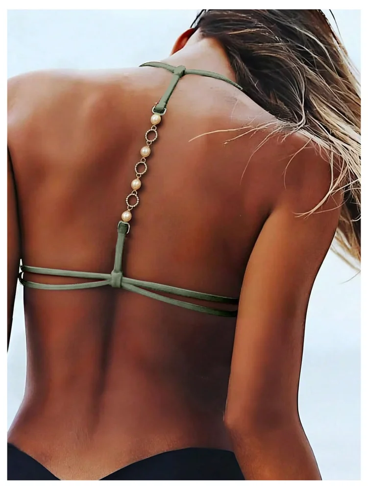 MAKEMECHIC Triangle Rhinestone Chain Bikini Set, view 2