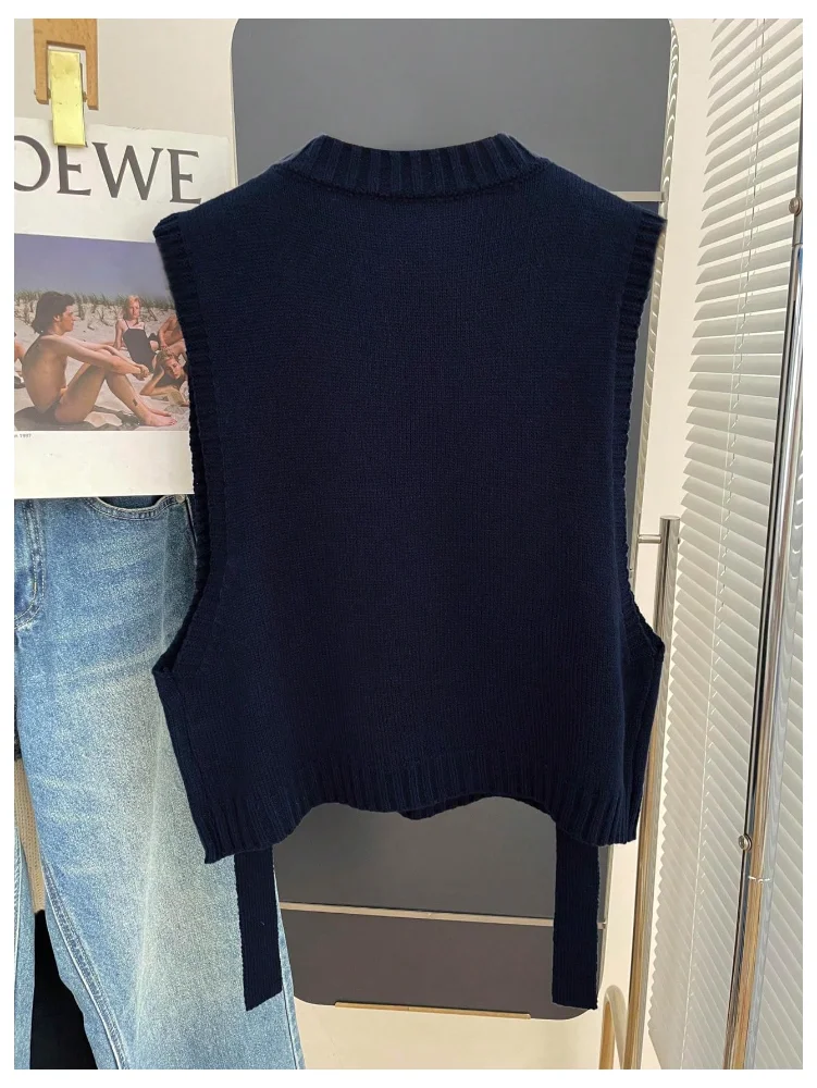 MAKEMECHIC Knit Metal Button Sweater Vest, view 3
