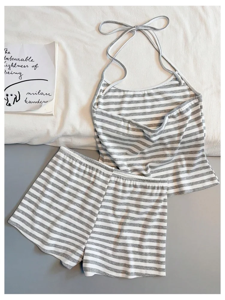 MAKEMECHIC Striped Pajamas in Light Grey, view 2