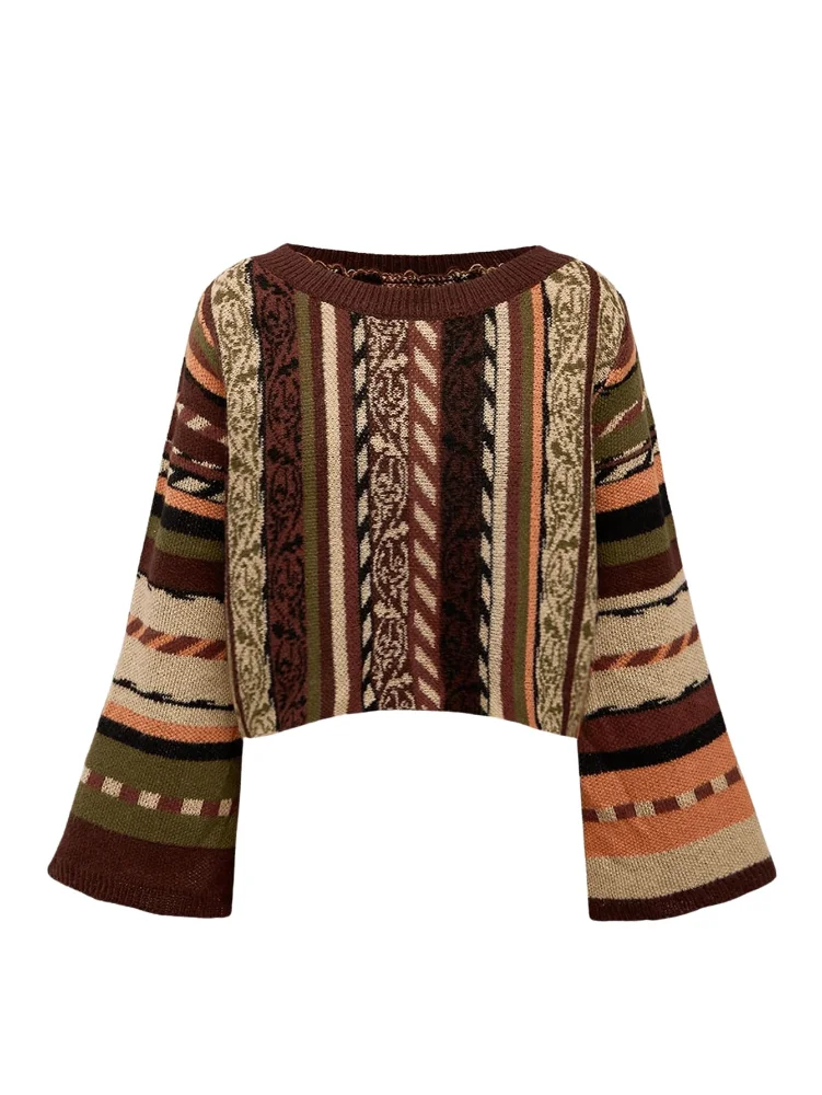 MAKEMECHIC Striped Crop Sweater